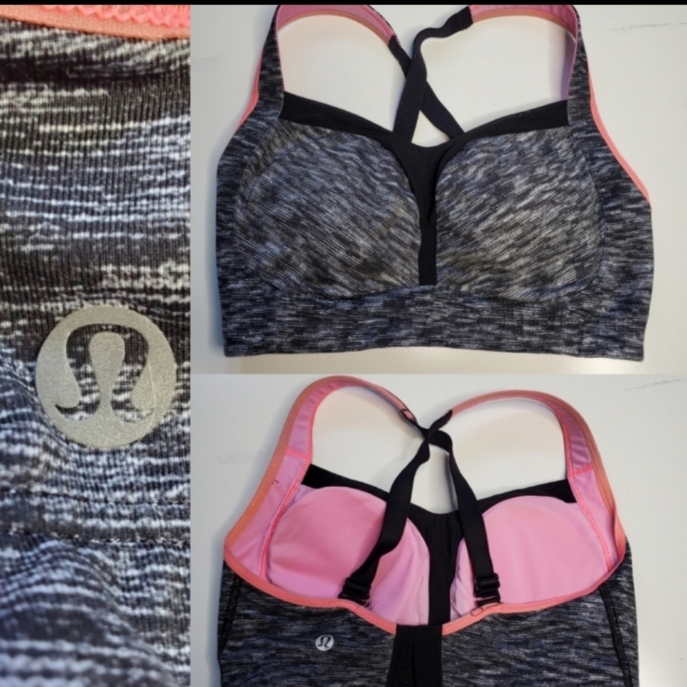 34DD LULULEMON BLACK PINK CONVERTIBLE SPORTS BRA